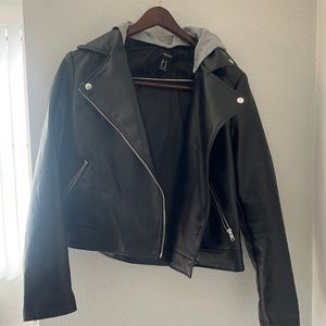 Forever 21 Pleather Jacket with Removable Hood
